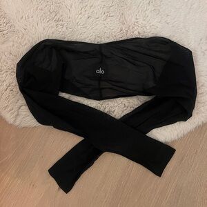 ALO Yoga Black mesh heat wave bolero shrug